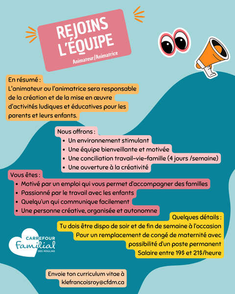 Nous embauchons!